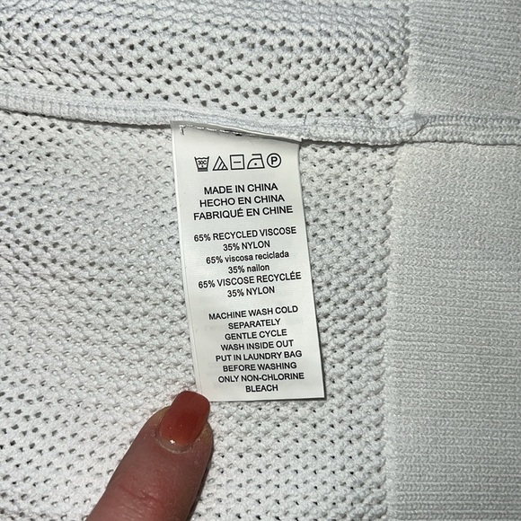 NWT MICHAEL Michael Kors Open Knit Crew Neck Long Sleeve Sweater White Size XL - Picture 8 of 9